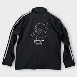 Pokemon Gengar Track Jacket Mens Medium Full Zip Black Purple Striped Japan